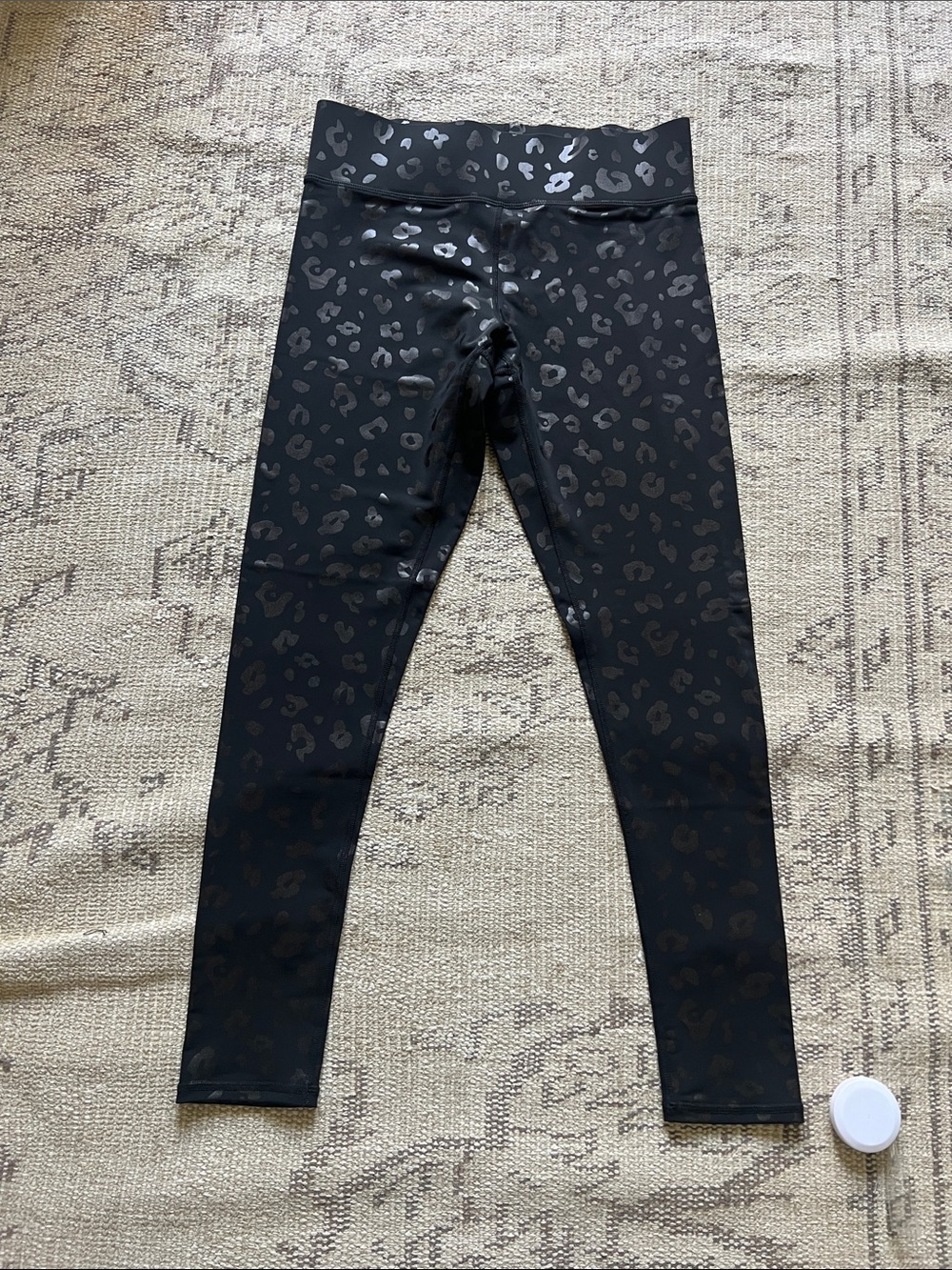Terez Black Shiny Leopard Print Leggings